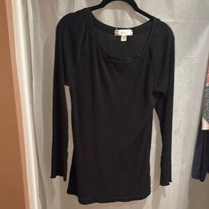 Black Ribbed Dress Long Sleeve Top